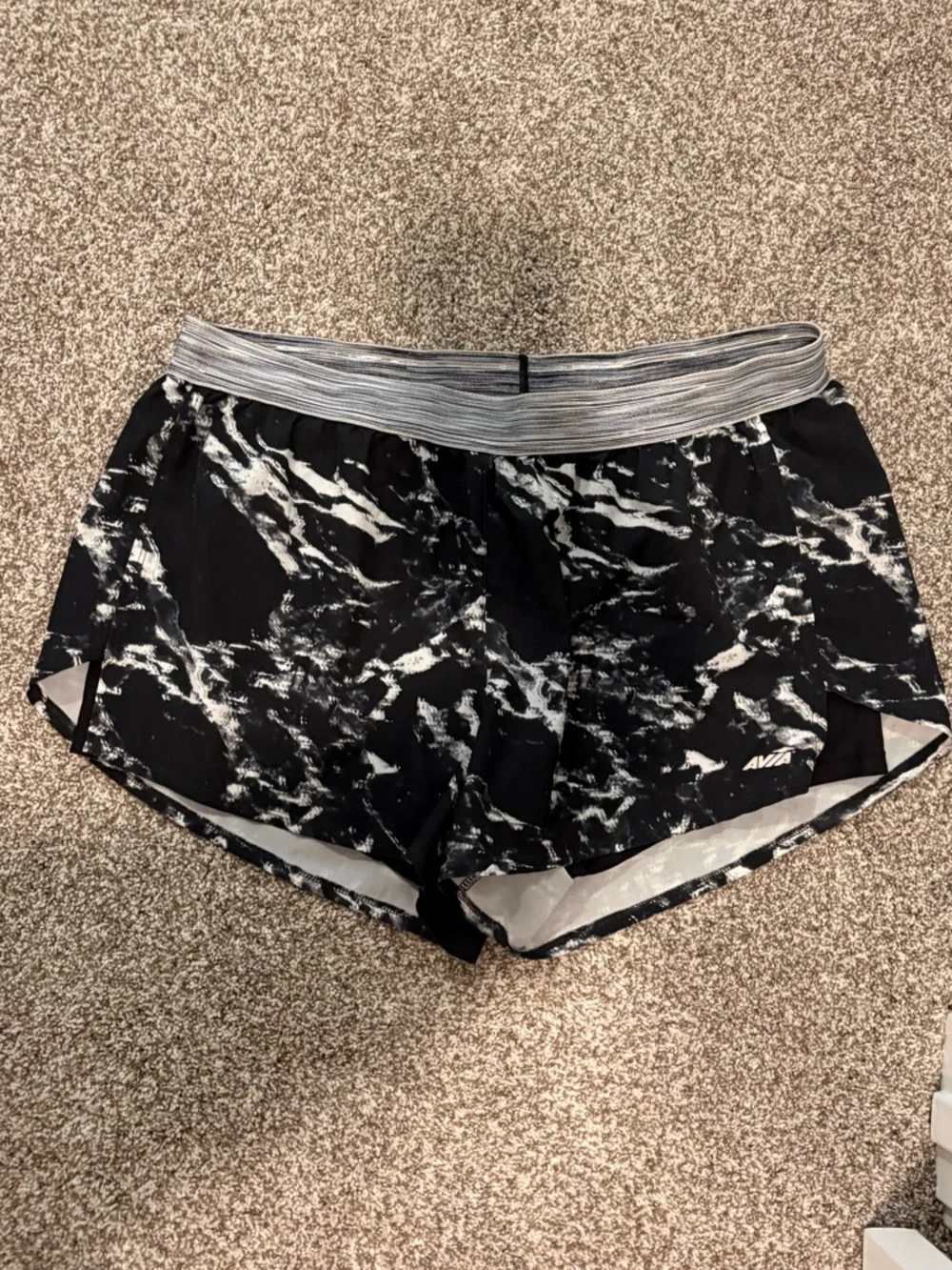 Avia Black and White Marble Athletic Shorts - Picture 1 of 6